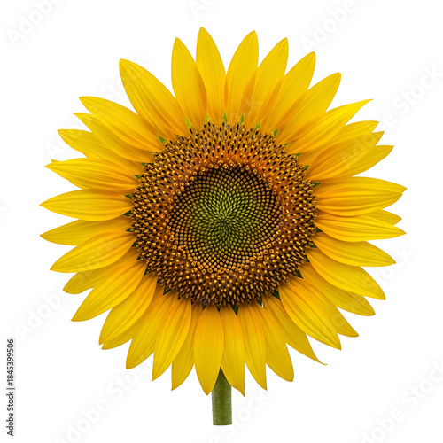 Bright Yellow Sunflower Head Isolated bloom blossom