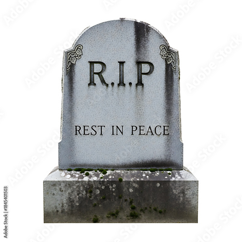 Stone Tombstone with RIP and Rest in Peace Inscription
