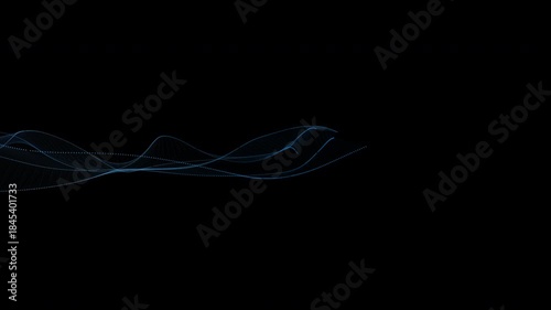 Abstract flowing blue lines animation with soft motion on black background
