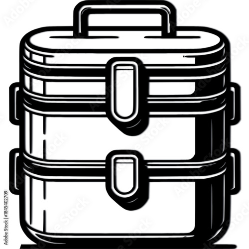 Lunchbox Icon: A modern illustration presents a sleek lunchbox, meticulously crafted with clean lines, conveying practicality and style in this everyday essential.