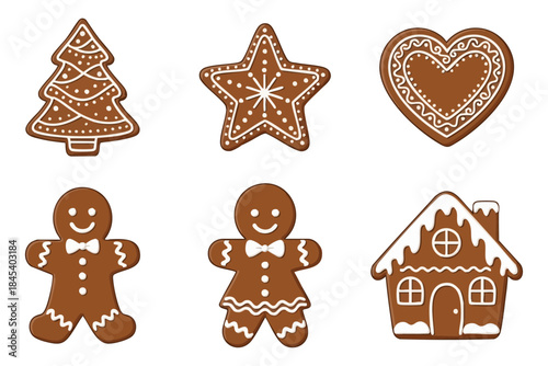 Festive Gingerbread Cookies Vector Art Transparent Background
