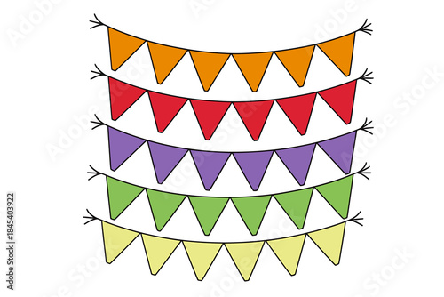 Vibrant colorful party flags bunting for festive decoration and celebration events