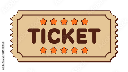 Classic retro style event ticket illustration with stars, perfect for admission and entertainment