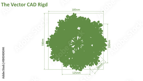 Top view vector CAD rigd of a green tree architectural illustration for landscape design and urban p