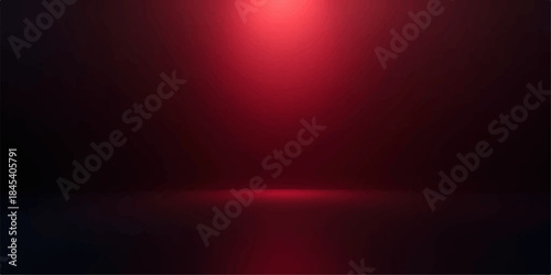 A bright red stage spotlight ray cuts through the dark space backdrop creating a vibrant glow