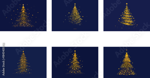 abstract christmas tree forming from golde partic