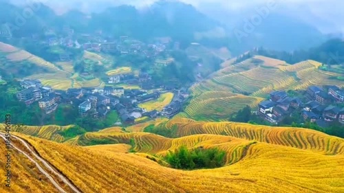 The scenic terraced fields of Guilin, China