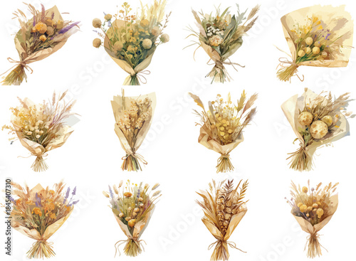 narrow bouquet watercolor clipart