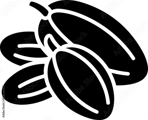 Cacao beans black silhouette vector art