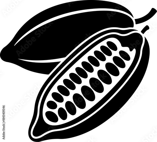 Cacao beans black silhouette vector art