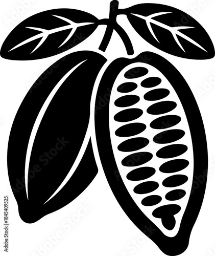 Cacao beans black silhouette vector art