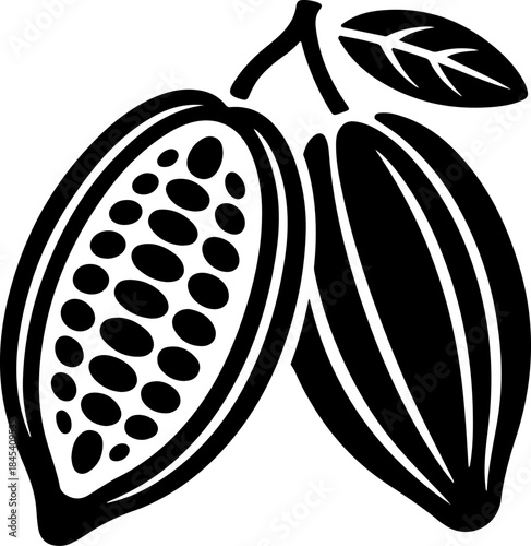 Cacao beans black silhouette vector art