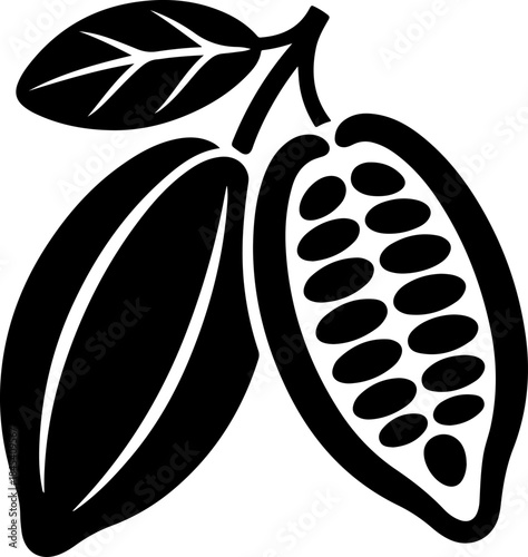 Cacao beans black silhouette vector art