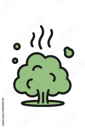 Green toxic gas cloud rising from the ground with swirling vapor trails