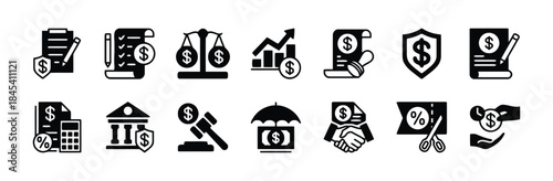 Collection of finance insurance protection icons
