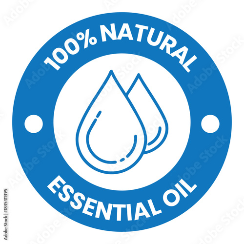 Essential oil drop icon for beauty and skincare natural product certificate label. Essential oils sticker logo for body lotion, cream and shampoo moisturizer, spa wellness fragrance.