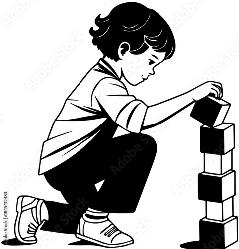 Child Stacking Blocks – Play and Growth Silhouette