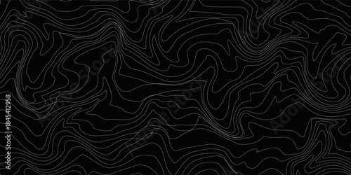 Weather Map Background. Vector Seamless Pattern with Contour Lines. Abstract Linear Topographic Texture