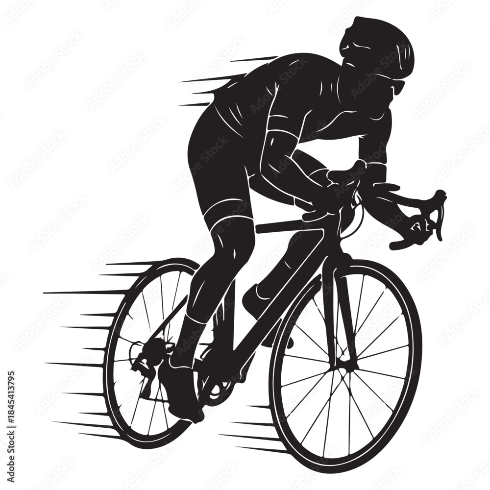 Obraz premium Dynamic silhouette of a bmx rider executing an impressive airborne trick on a stunt bike isolated on white background, Vector, illustration