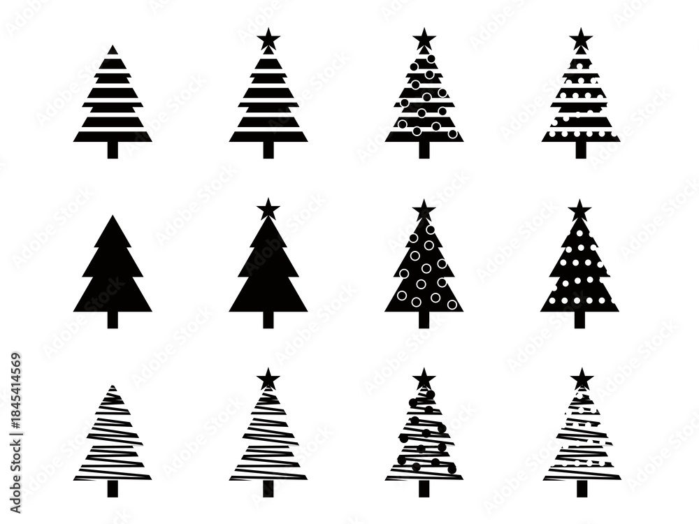 Obraz premium いろいろクリスマスツリーセット1