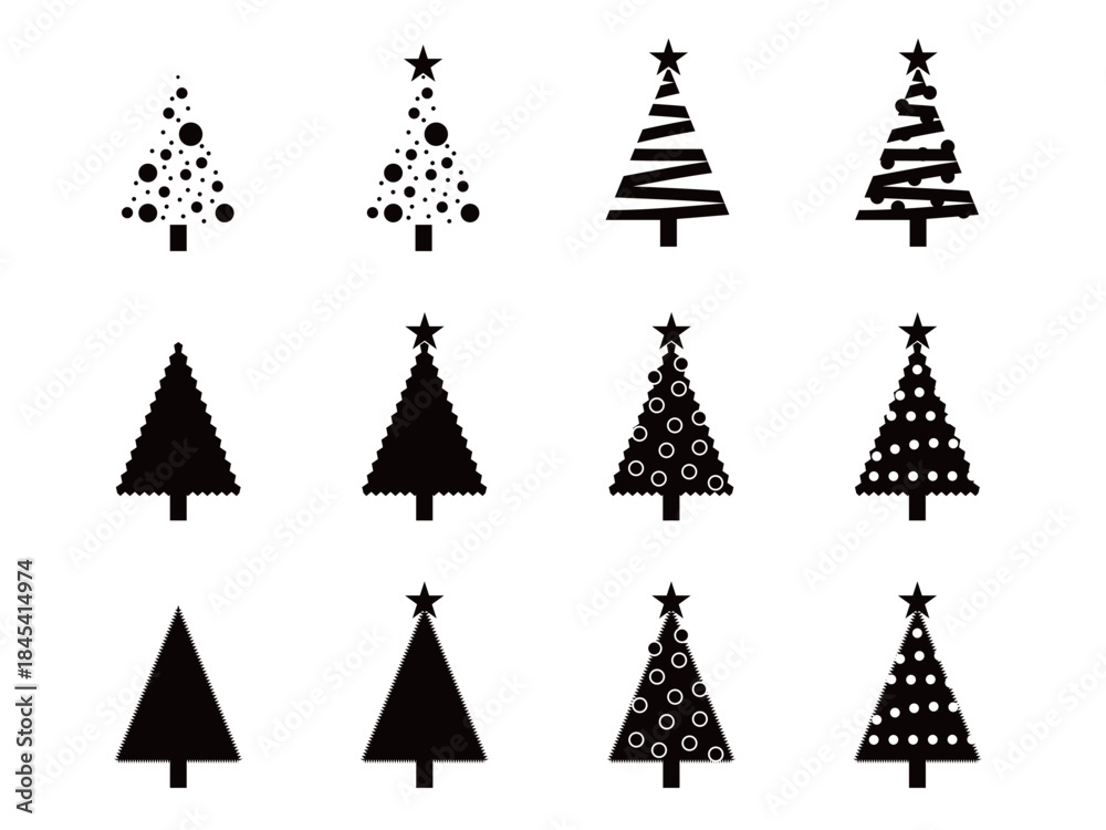 Obraz premium いろいろクリスマスツリーセット3