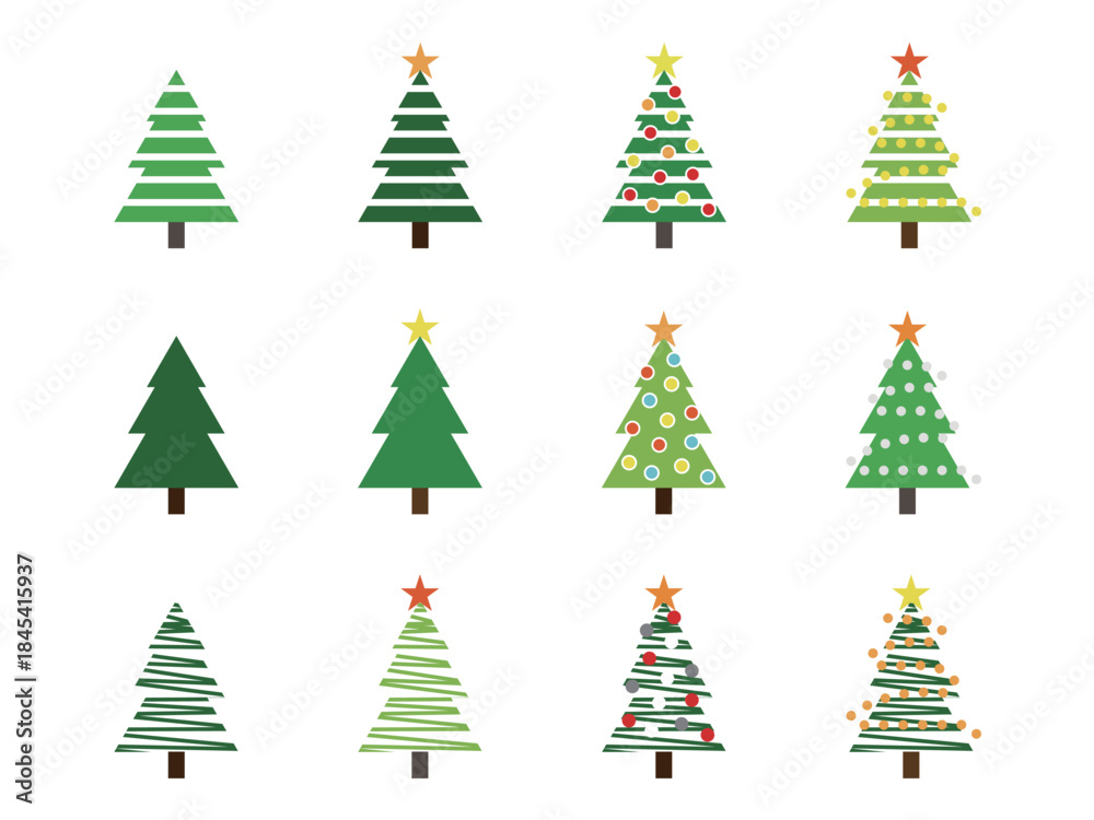 Fototapeta premium いろいろクリスマスツリーセット7