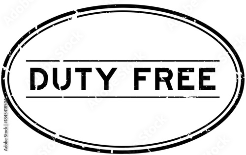 Grunge black duty free word oval rubber seal stamp on white background