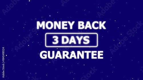 Wallpaper Mural Futuristic Glowing Blue Neon Light 3 days  Money Back Guarantee  Text Reveal With Floor Reflection cc Ball The Falling Snow On blue Background.3 Days Money Back Guarantee Futuristic Neon Text . Torontodigital.ca