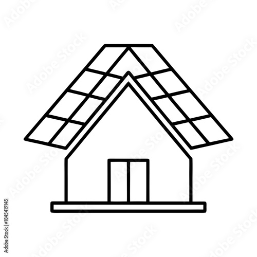 solar powered house icon for web and graphic design