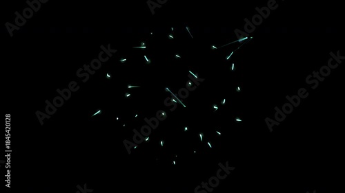 Rotating blue particle formation in circular motion on black background

