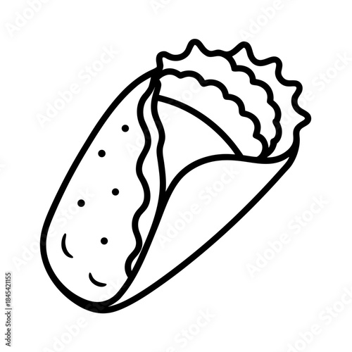 vector clip art falafel wrap with black outline for web and graphic design