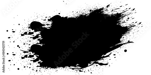 Black grunge brush stroke in white background