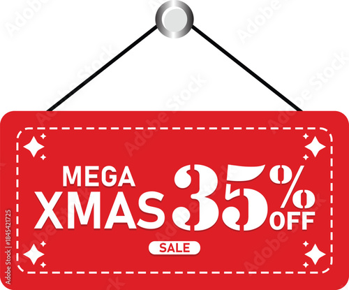 Mega Xmas 35% Off Christmas Sale Discount Hanging Tag