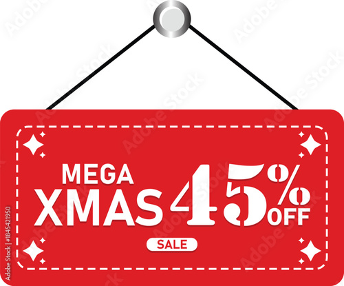 Mega Xmas 45% Off Christmas Sale Discount Hanging Tag