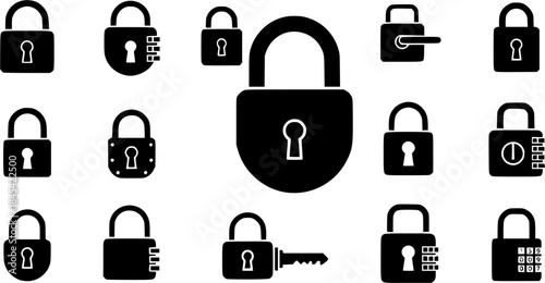 Lock silhouettes, Lock icon collection, Lock vector, lock