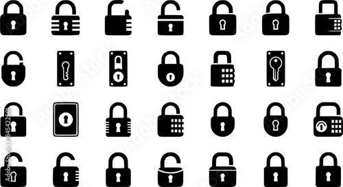 Lock silhouettes, Lock icon collection, Lock vector, lock