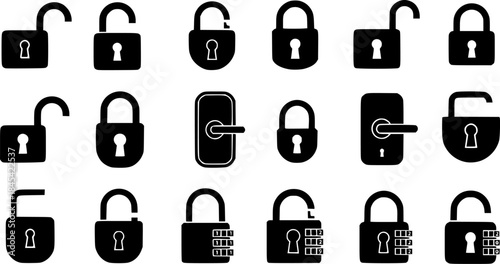 Lock silhouettes, Lock icon collection, Lock vector, lock