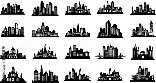 City silhouette, City skyline silhouettes, City vector