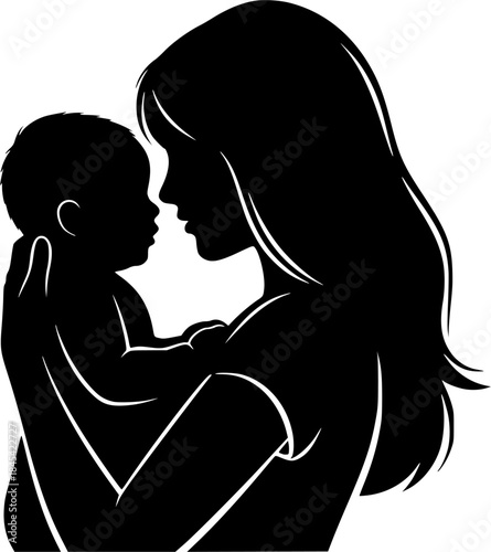 Mom and baby silhouettes, Mother and baby silhouette, Mother baby silhouette, Mom and baby