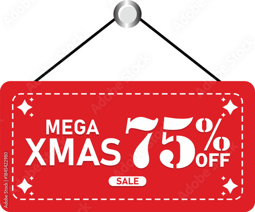 Mega Xmas 75% Off Christmas Sale Discount Hanging Tag