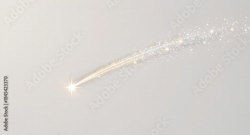Sparkling shooting star streaking across the sky with glowing trail and shimmering particles