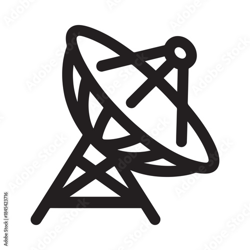 A simple black and white line drawing of a satellite dish antenna