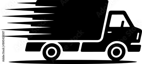 Fast & Free Shipping Delivery Truck silhouette vector illustration