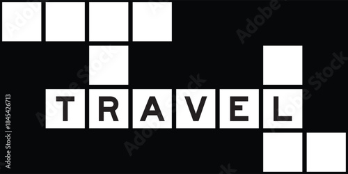 Alphabet letter in word travel on crossword puzzle background