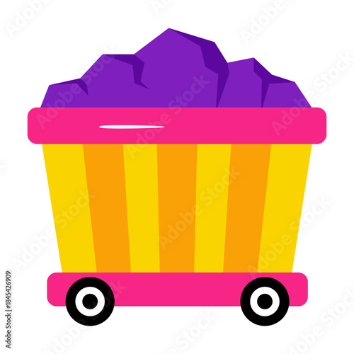 Modern design icon of coal cart