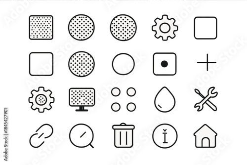 Set of essential line icons for user interface and web application design