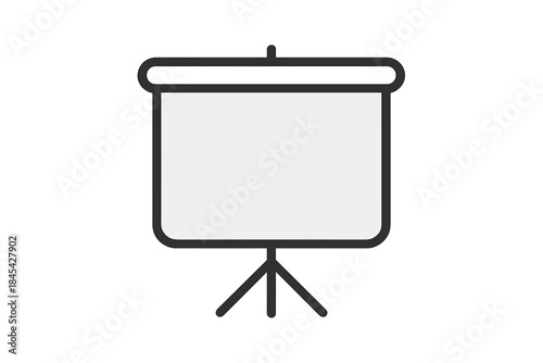 Portable projection screen on a tripod stand used for business presentations and meetings