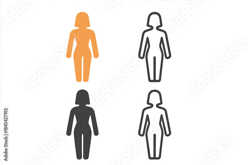 Female gender symbols in solid and outline styles for user interface design