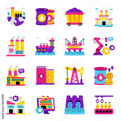 Set of Industry Flat Icons 