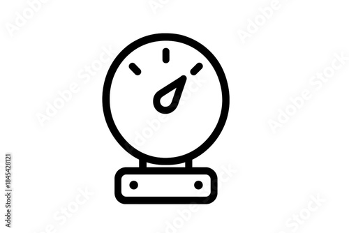 Analog measurement gauge with needle and scale markings in simple line style